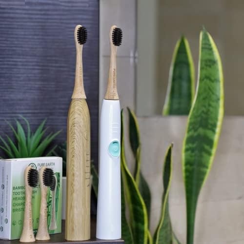 Bamboo Electric Toothbrush Replacement Heads - Compatible with Philips Sonicare Toothbrush - Soft Bristle Natural Electric Bamboo Toothbrush Heads Refill - (Pack of 4) by Pure Earth Essentials