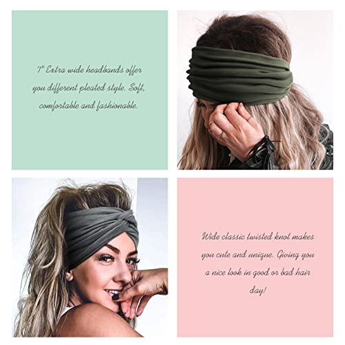 AKTVSHOW 7'' Wide Headbands for Women, Extra Large Turban Workout Headband Fashion Yoga Hair Bands Boho Twisted Thick Hair Accessories, 8Pack
