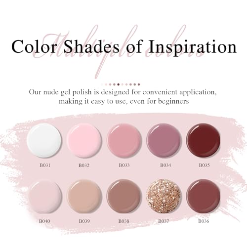 Beautpal Nude Gel Polish 10 Pcs All Seasons Skin Tones Gel Nail Polish Nude Pink Neutral UV Gel Polish Nail Set Salon DIY Manicure Gift Set