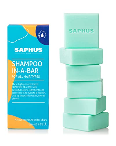 6Pcs Sulfate-Free Shampoo Bars for Dandruff & Oily Hair Control - Natural Solid Shampoo Soap Set (8.46oz Travel Size) - Vegan, Cruelty-Free Hair Care for Women & Men - Blue