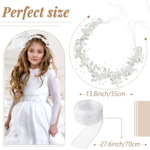 2 Pcs Flower Girl Headpiece Rhinestone Crystal Wedding Headband Bridal Flower Headband for Girls Baby Hair (Silver)