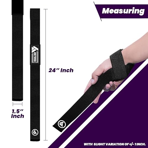 Detroy® Lifting Wrist Straps for Weightlifting, Deadlifts, Bodybuilding, Powerlifting, Gym Strength Training Workouts - Padded Neoprene with 24 inch Webbing Cotton with Silicone Grip for Men & Women (Black)