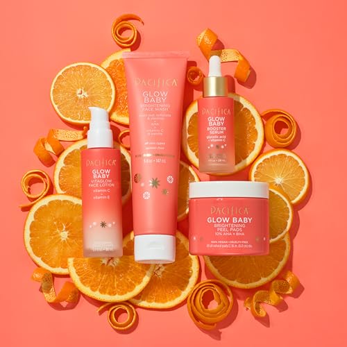 Pacifica Glow Baby Brightening Facial Cleanser 5oz – Vitamin C & Glycolic Acid (AHA) Face Wash for Radiance – Daily Cleanser for Anti-Aging Exfoliating for Smooth, Even Glowing Skin Vegan Clean Beauty