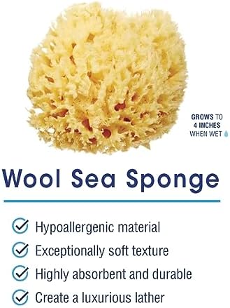 HartFelt Delicate Skin Wool Sea Sponge 4 in | Real Natural Sponges for Body and Face Gentle Care | Luxurious Lather