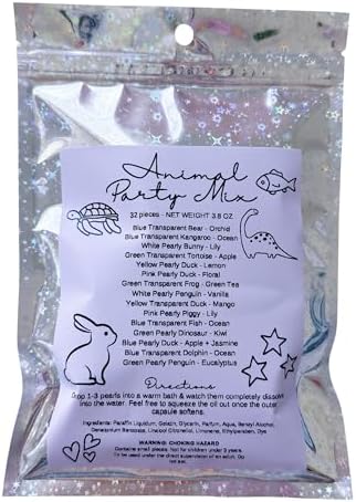 The Wild Bloom Shop 32 Piece Variety Pack - Mystical Bath Oil Beads Pearls Scented Capsules Mixed Bulk Animal Party Mix. Dissolving Melting Fragrance Tub Bomb Squeezing Popping Fun
