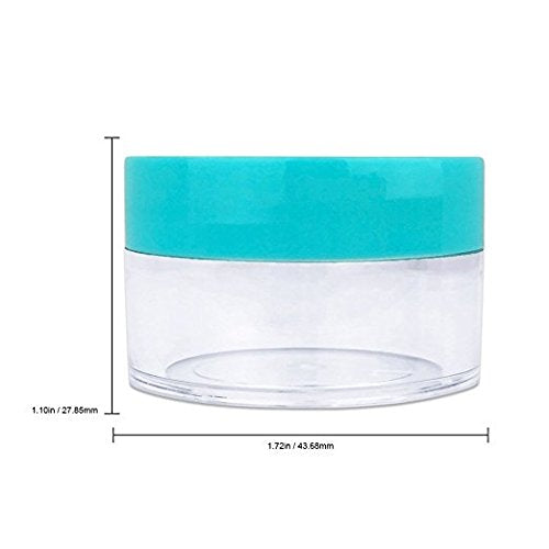 Beauticom 20 gram/20ml Empty Clear Small Round Travel Container Jar Pots with Lids for Make Up Powder, Eyeshadow Pigments, Lotion, Creams, Lip Balm, Lip Gloss, Samples (12 Pieces, Teal)