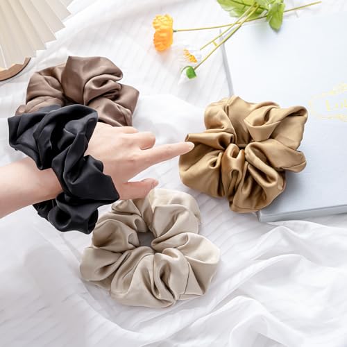 Lolalet Big Scrunchies for Women, 5.9 Inch Large Satin Scrunchies Jumbo Oversized Elastic Hair Ties Extra Large Giant Hair Bands -4 Pack, Style B