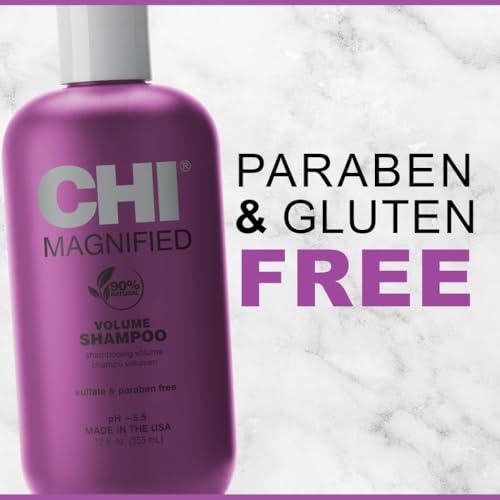 CHI Magnified Volume Shampoo, Boosts Volume & Body & Builds Strength & Shine, Great For Fine Hair, Sulfate, Paraben, & Cruelty-Free, 12 Oz