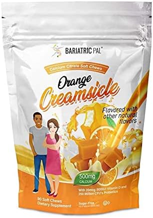 BariatricPal 90-Day Bariatric Vitamin Bundle (Multivitamin ONE 1 per Day! Capsule with 60mg Iron and Calcium Citrate Soft Chews 500mg with Probiotics - Orange Creamsicle)