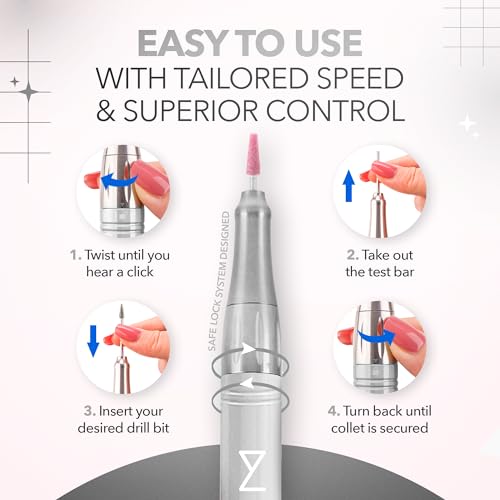 M Mase- Professional Nail Drill Machine - Coreless 2-in-1 Nail File - Electric, Cordless, 35000 RPM, HD Display - Electric Nail Drill for Professional & Home Use (White)