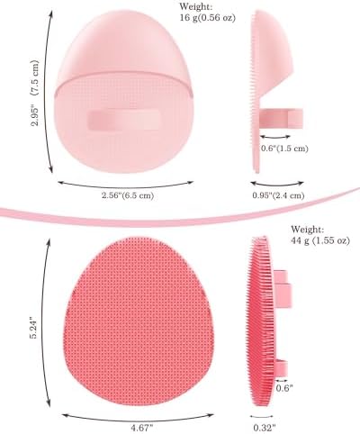 Manmihealth 15.7" Cute Silicone Back Scrubber & Soft Shower Brush Face Scrubber Set (3 PCS), Paw-Shaped Silicone Back Brush & Body Facial Scrubber with Super-Soft Bristles Combination(PinkSet)