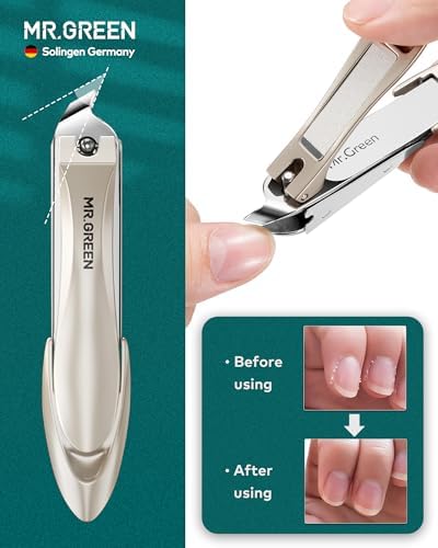 MR.GREEN Nail Clippers, Upgraded Anti-Splash Fingernail & Toenail Clippers Set with Nail File and Tweezers, Professional Practical Manicure Nail Care Kit with Exquisite Leather Case for Men& Women