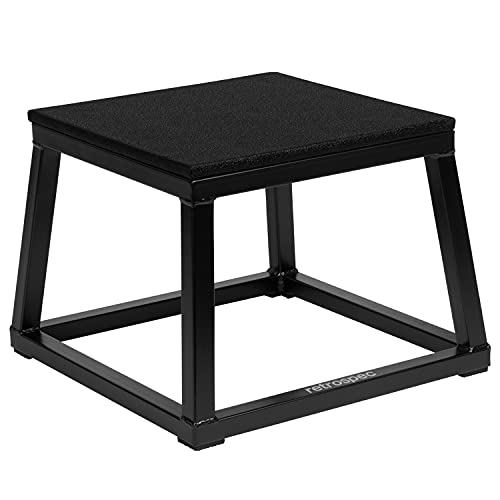 Retrospec Leap Plyo Box Jump Platforms for Home Gym Plyometric Jumping & Jump Box Exercise, 12", Matte Black