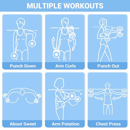 Sportneer Water Weights Aquatic Exercise Dumbbells Water Dumbbell Aerobics Workouts Set of 2 EVA Foam Pool Weights Dumbbells Set Aqua Fitness Barbells Equipment for Water Aerobics Weight Loss