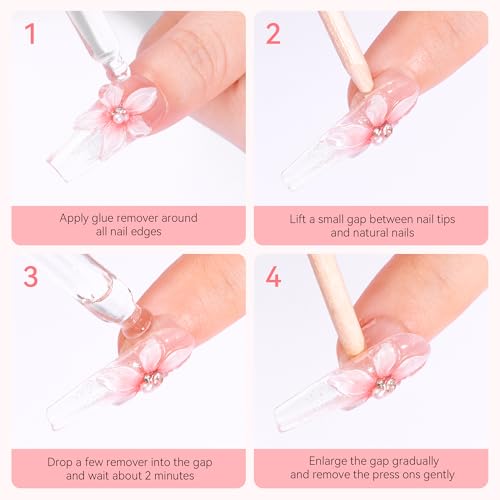 Makartt Press on Nail Glue Remover: 50ML Quick Glue Debonder | Easy Removal with a Dropper Applicator | Updated Formula with Vitamin E | No Acetone/Hema | For Fake Nails,Semicure Stickers,Large