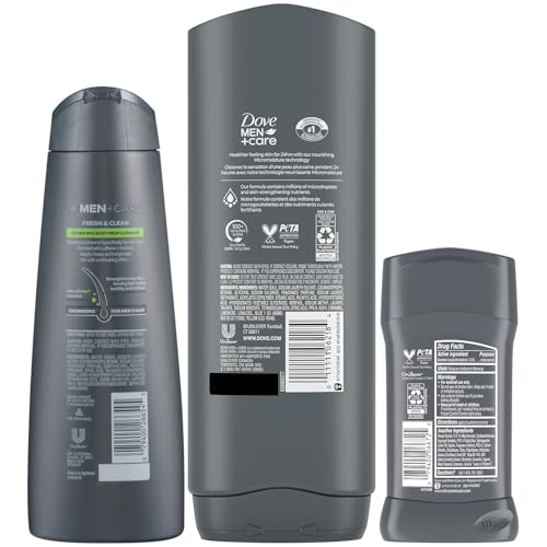 Dove Men + Care Bundle – Extra Fresh Body Wash & 72H Deodorant + Fresh + Clean 2-in-1 Shampoo and Conditioner, Citrus Scent (3 Piece Set)