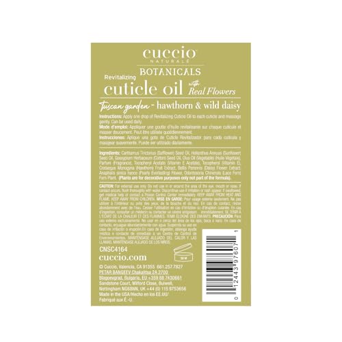 Cuccio Naturale Italian Garden Collection Revitalizing Cuticle Oil – Tuscan Garden with Hawthorn & Wild Daisy – Hydrating and Nourishing Cuticle Oil for Stronger, Healthier Nails – 2.1 oz