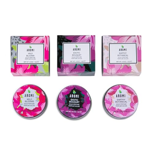 Aromi Solid Perfume | Floral Fragrance, Vegan, Cruelty-free, Travel, Women’s Gift, Apple, Jasmine, Musk Scent, Concentrated, Alcohol-Free (Earthy Botanical)