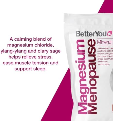 BetterYou Magnesium Menopause Bath Flakes - Magnesium Bath Soak and Menopause Support - Soothes Sore Muscles - Ylang Ylang and Clary Sage - 1.6 lb