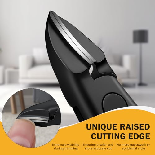 BEZOX Toe Nail Clippers for Thick Toenails for Seniors – Raised Cutting Edge Ingrown Toenail Clippers, Ergonomic Design Toenail Scissors for Thick Nails, Podiatrist Recommended - Black
