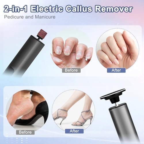 Electric Foot Callus Remover，2 in 1 Callus Romover for Feet, 9 Speed Adjustable Professional Electric Foot Sanders with Rechargeable Battery, Foot File Pedicure Foot Scrubber for Women Men