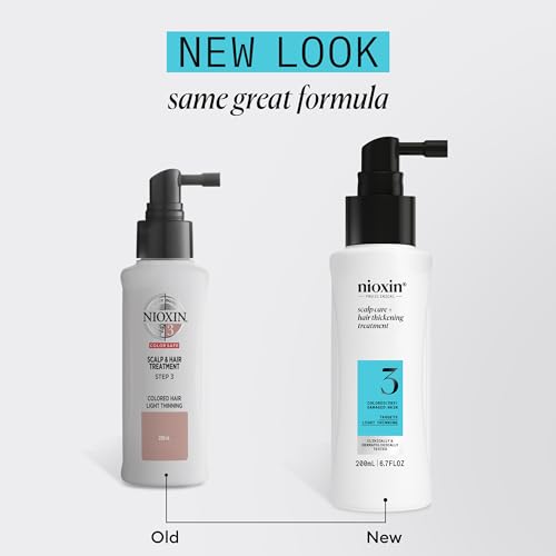 Nioxin System 3 Scalp Care + Hair Thickening Leave-In Treatment | For Colored, Dry, & Damaged Hair with Light Thinning | Strengthen & Nourish with Niacinamide & Biotin