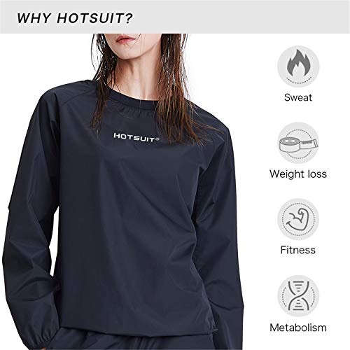 HOTSUIT Sauna Jackets Women Workout Sauna Shirts Anti Rip Gym Sweat Suit, Black, S