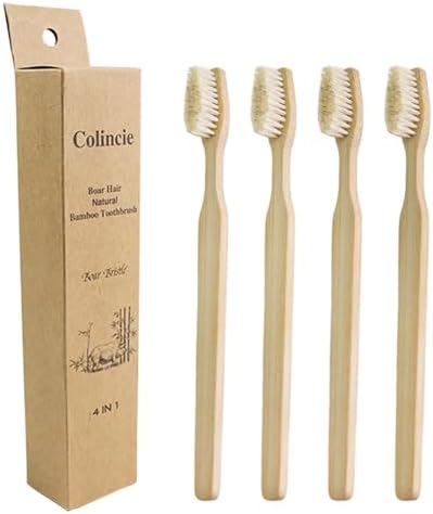 Bamboo Toothbrushes, Boar Bristle Toothbrush, Biodegradable Natural Bamboo Wooden Toothbrush (4)