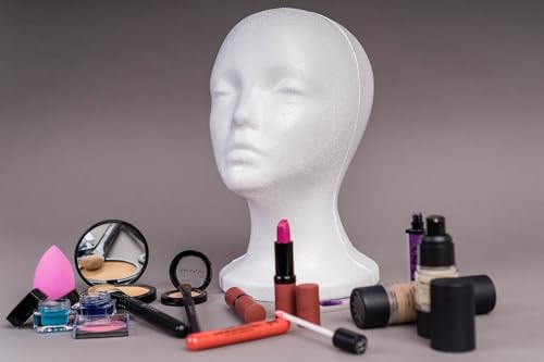 SHANY Styrofoam Model Heads ,Hat Wig Foam Mannequin Female Wig Head Stand ,Mannequin Head for wigs , Wig Holder - Round Base , 11 Inches Female Mannequin Head -1 Piece