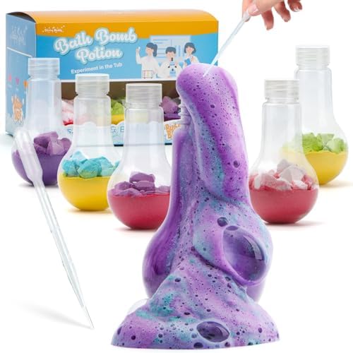 Bath Bomb Potion Kids，6 Pack Non-Toxic Fizzy Bubble Bath Explosions of Vibrant Color Colorful，Fun Time Science Toddler