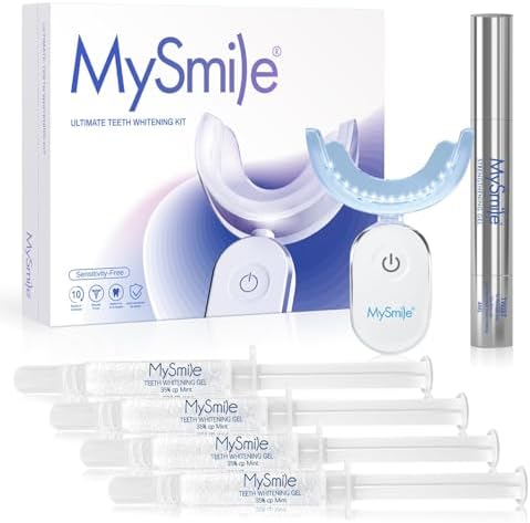 MySmile Deluxe 10 Min Teeth Whitening Kit with 28 LED Light, 35% Carbamide Peroxide Teeth Whitening Gel, Helps Remove Years of Stains from Coffee, Soda, Wines, Smoking, Food