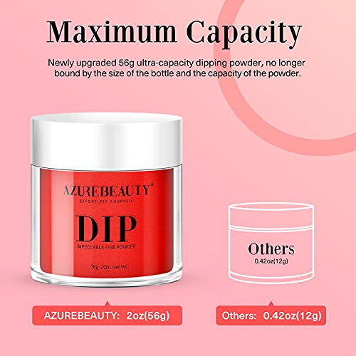AZUREBEAUTY Dip Powder Red Color 2Oz/56g, Basic Red Dipping Powder French Nail Art Starter Manicure Salon DIY at Home, Long-Lasting, No Nail Lamp Needed