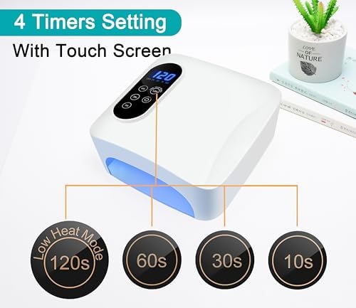 72W Cordless Led Nail Lamp, Rechargeable Nail Dryer, Portable Gel UV Led Nail Light with 4 Timer Setting Sensor, Professional Wireless Gel Nail Lights Nail Art Manicure Tools for Home and Salon