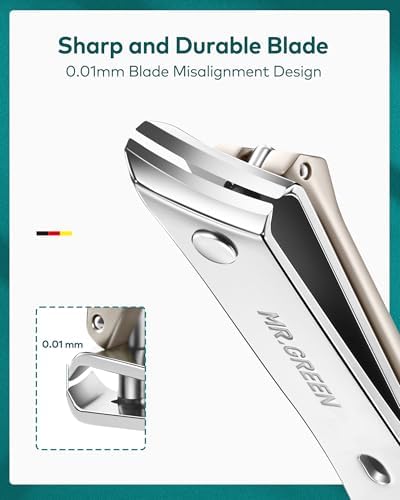 MR.GREEN Ingrown Nail Clippers, Slanted Curved Blade Nail Clippers for Ingrown Nails, Toenail Clippers for Thick Nails, Medical Grade Stainless Steel Professional fingernail Clippers For Men And Women