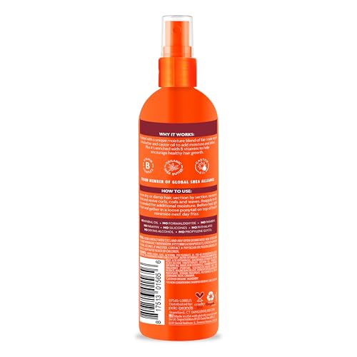 Cantu Comeback Curl Next Day Curl Revitalizer Mist with Shea Butter for Natural Hair, 12 fl oz