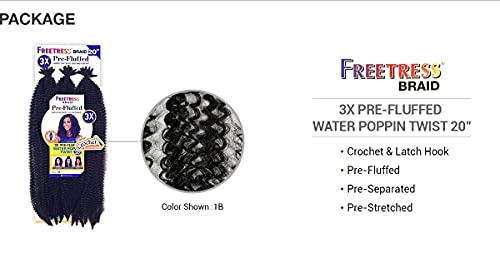 FreeTress Crochet Braids 3X Pre-Fluffed Water Poppin Twist 20" (1-pack, 2)