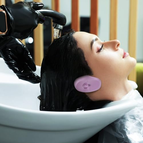 4 Pairs Silicone Ear Covers for Hair Dye, Shower, Swimming - Reusable Ear Protectors for Home and Salon Use (Purple and Green)