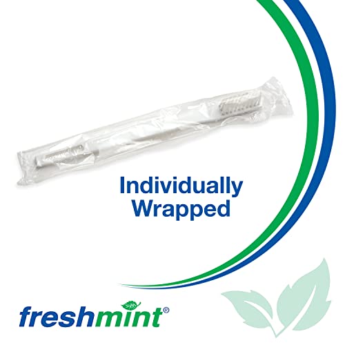 FRESHMINT Individually Wrapped Bulk 30 Tuft Adult Toothbrush (144 Pack) with Soft Nylon Bristles, Perfect for Travel, Hotel, Donation