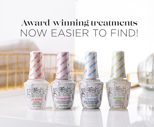 Gelish MINI Fantastic Four Kit – 9mL Each pH Bond Nail Prep, Foundation Base Gel, Top It Off Sealer Gel & Nourish Cuticle Oil – Professional Manicure Essentials