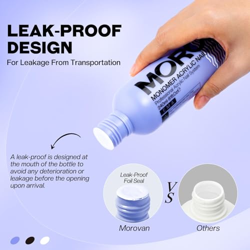 Morovan Monomer Acrylic Nail Liquid 8oz for Acrylic Powder - Professional Monomer Acrylic Nail Liquid For Acrylic Nail Extension Non-Yellowing MMA-Free