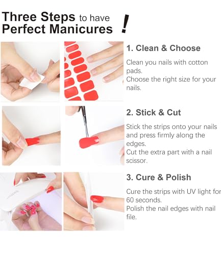 Semi Cured Gel Nail Strips, 20pcs Macaron French Gel Nail Stickers Work with UV, Easy to Use and Remove