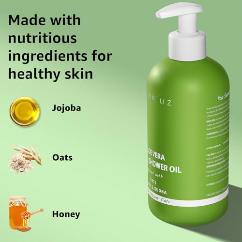 Aloe Vera In Shower Body Conditioner Natural Post Shower Care Moisturizer for Body Legs Soothing Bath Oil Honey Oats Jojoba Self Care Spa Gift