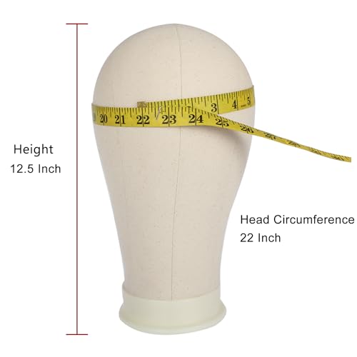 XTREND 21"-24" Canvas Block Mannequin Head for Making Weft/Wig/Hair Extension, Display Styling Mannequin With Wig Stand Set, Manikin Canvas Hair Accessories 22 Inch