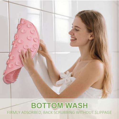 Shower Foot Scrubber Back Washer Mat, 2025 New Foot Back Cleaning Pad with Non-Slip Suction Cups, Back Exfoliating Bath Wash Pad for Women and Men (Blue)