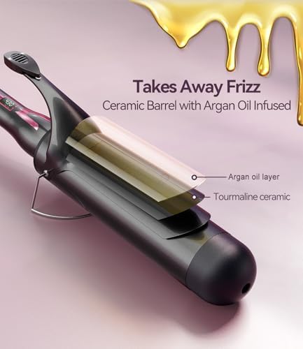 2 Inch Curling Iron for Long Hair, Large Barrel Curling Iron 2 Inch for Loose Curls, 14 Heat Settings Big Barrel Curling Iron, Ceramic Curling Iron 2 Inch Barrel with Argan Oil Infused