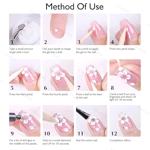 Ownest 12 Colors Sculpture Painting Nail Gel Set,3D Nail Carved Gel Sculpture Creative Painting Glue Soak Off UV,with 1 Carved Painting Pen