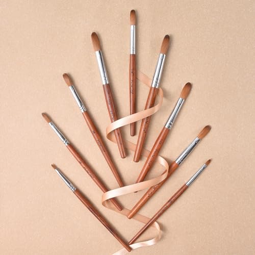 Nail Brush Kolinsky Sable Acrylic Nail Art Brush Professional Red Wooden Nail Brush (10#)