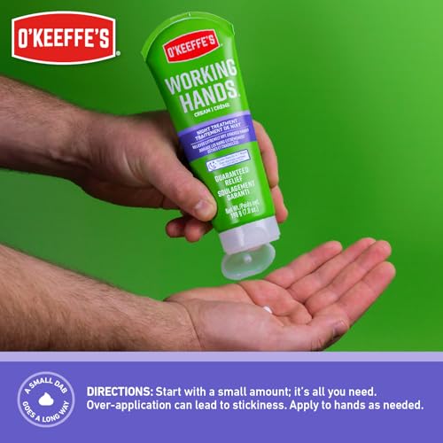 O'Keeffe's Working Hands Night Treatment Hand Cream for Extreme Dryness - 7 oz Tube (1 Pack) - Repairing Skincare for Cracked, Dry Hands