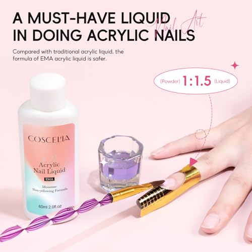 Acrylic Nail Kit with Drill, Pink White Nude Clear 4 Colors Nails Kit Acrylic Set with U V Light Sequin Glitter Decoration Powders Manicure Kits for Home Nail DIY