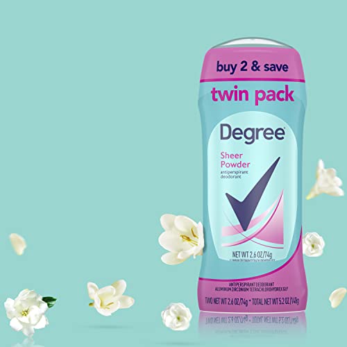 Degree Original Antiperspirant Deodorant 48-Hour Sweat And Odor Protection Sheer Powder Antiperspirant For Women 2.6 Ounce (Pack of 2)